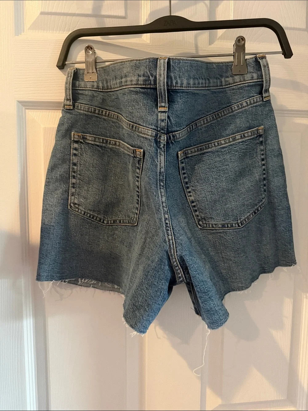 J. Crew Raw-Hem Mid Blue High-Rise Denim Shorts